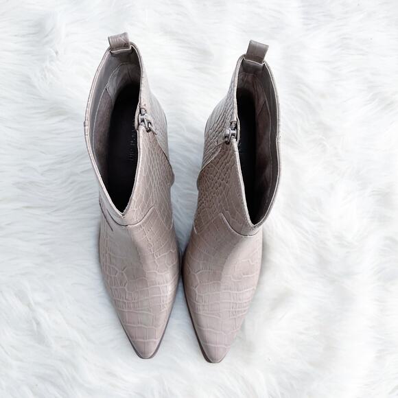 Gianni Bini Maelyie Croc Embossed Western Bootie in Dusty Taupe - Picture 2 of 9